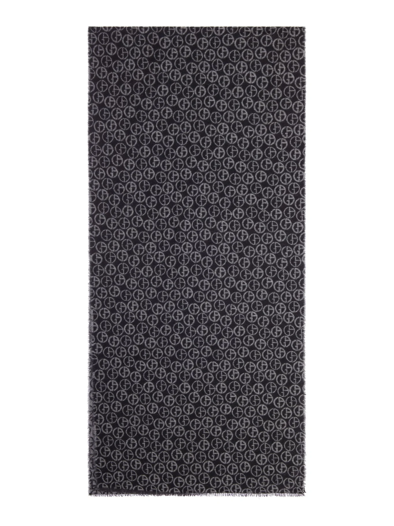 SCARF WITH ALL-OVER MONOGRAM PATTERN AND FRINGED EDGES - 1
