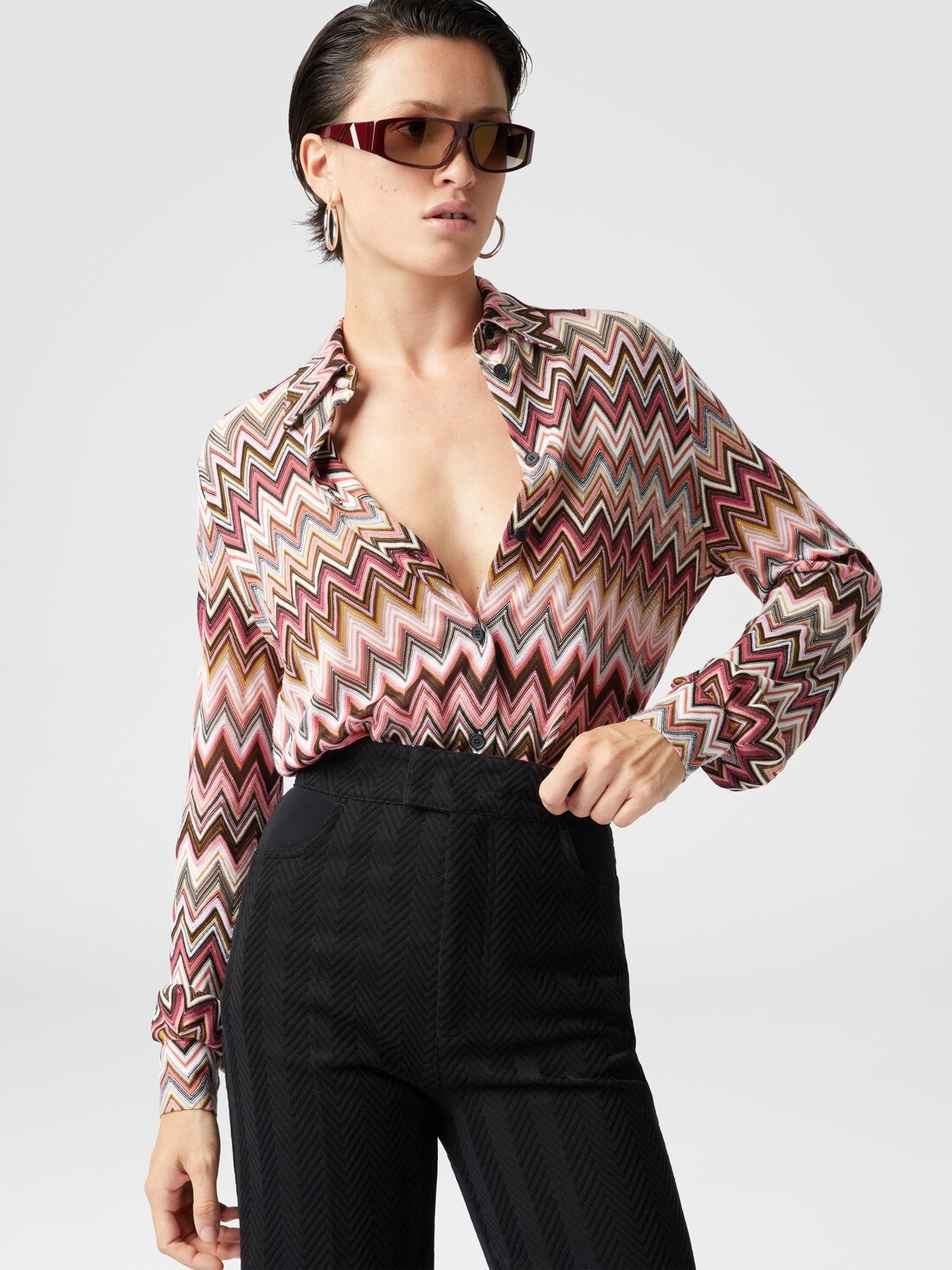 Zig zag cotton and viscose shirt - 4