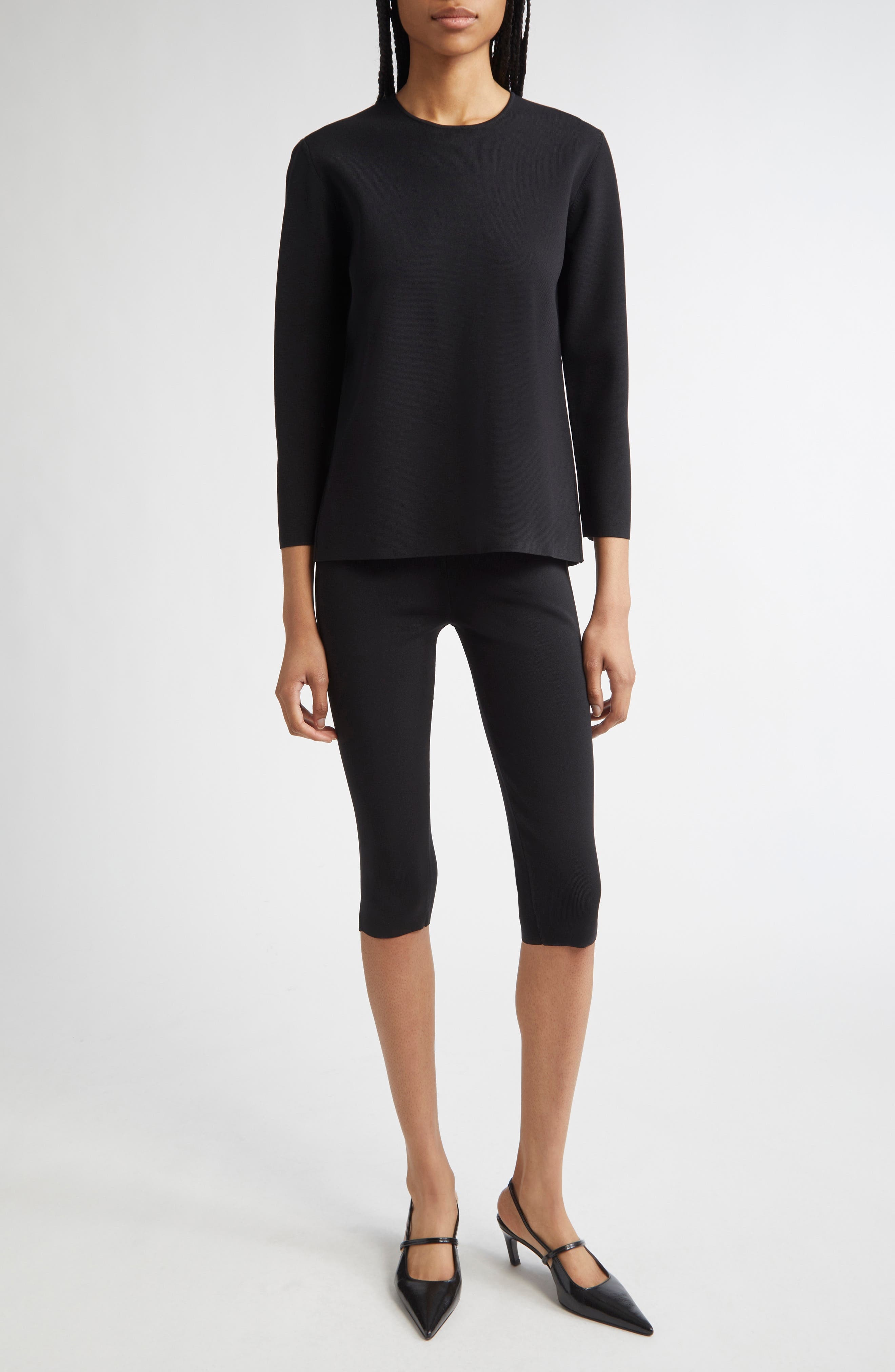 TOTEME Compact Knit Top in Black at Nordstrom - 2