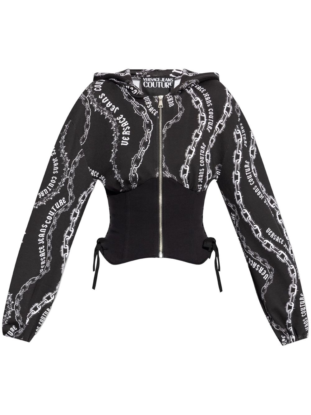 Chain Couture-print panelled hoodie - 1