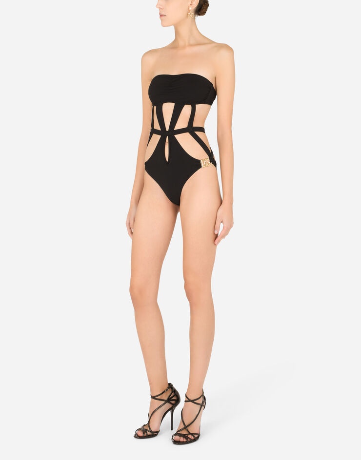 One-piece bandeau swimsuit with DG logo - 2