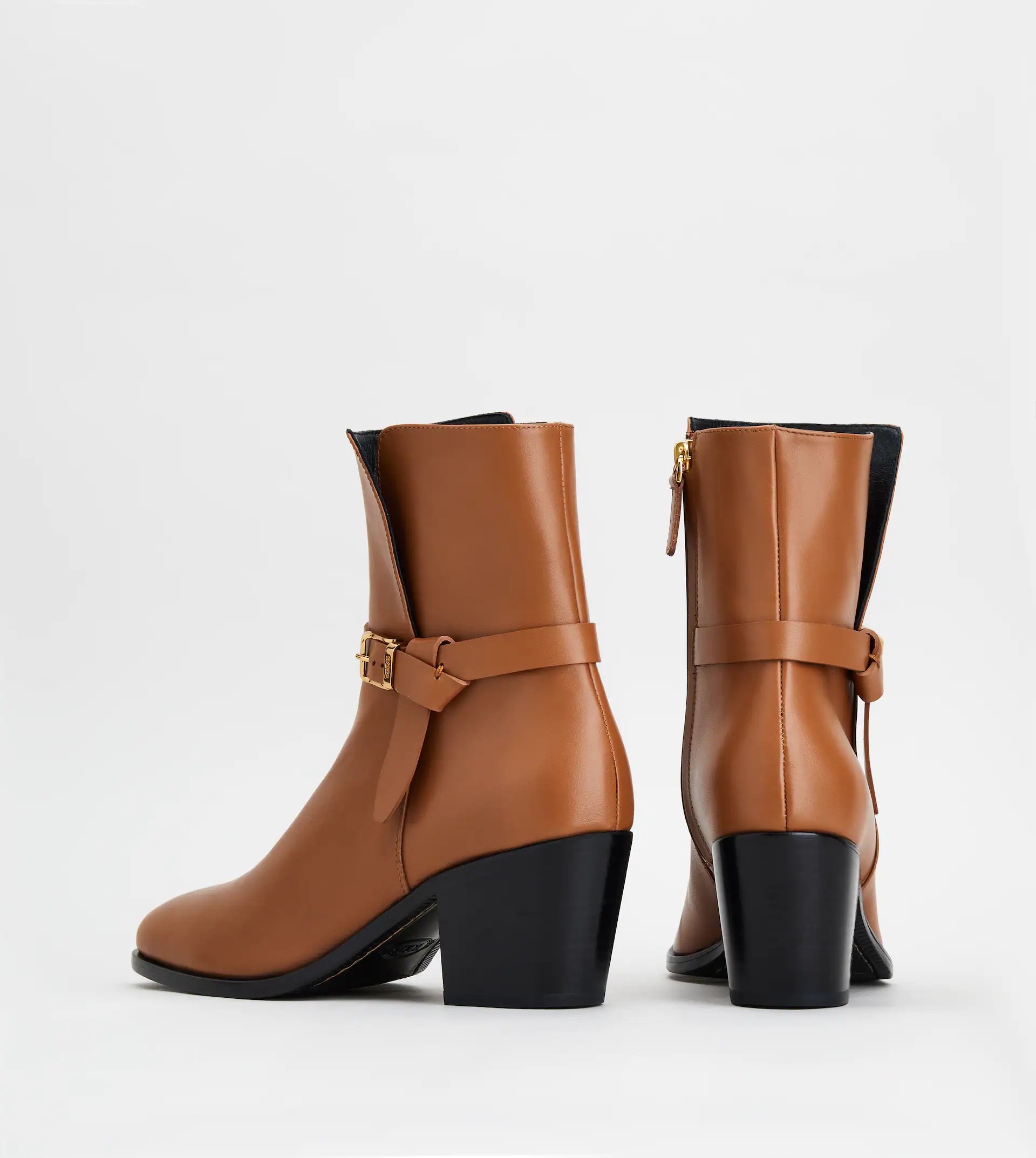 ANKLE BOOTS IN LEATHER - BROWN - 3