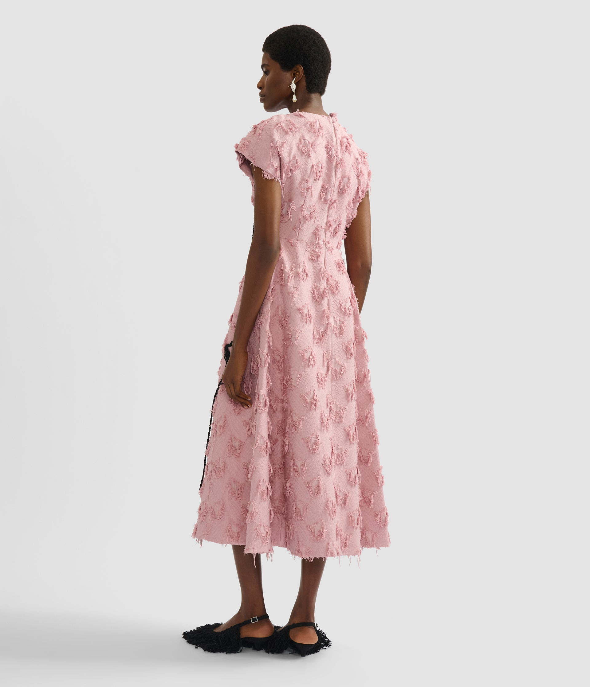 EMBROIDERED FIL COUPÉ JACQUARD ASYMMETRIC MIDI DRESS - 3