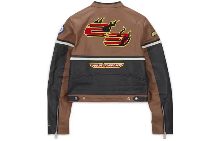(WMNS) Air Jordan x Travis Scott Cactus Jack Leather Jacket (Asia Sizing) 'Archaeo Brown' DX6169-256 - 2