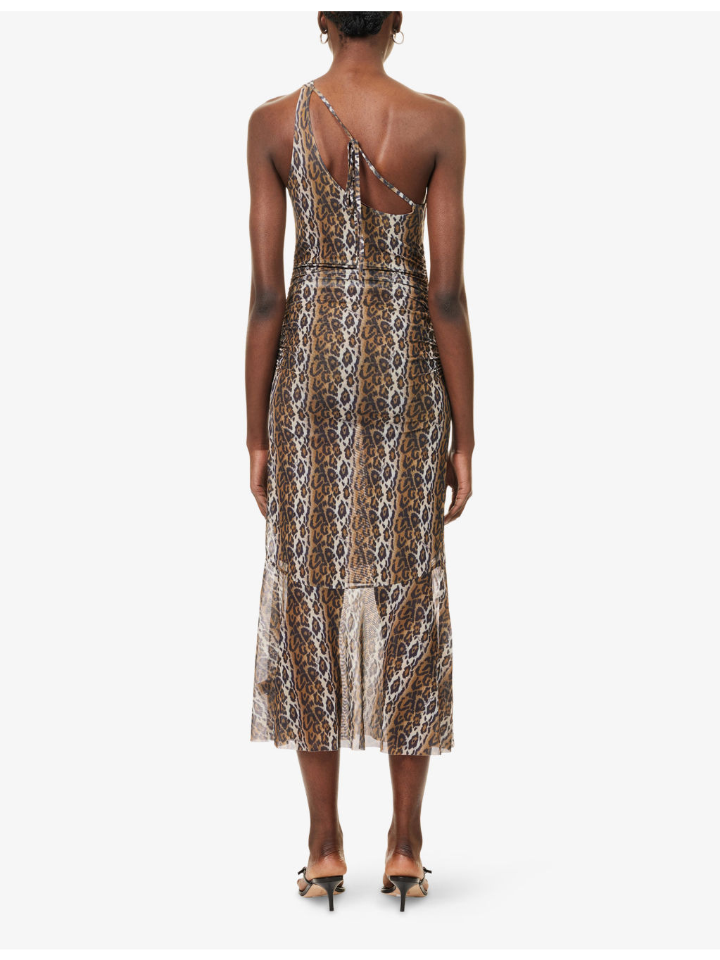 Leopard Asymmetric Stretch-Woven Maxi Dress - 4