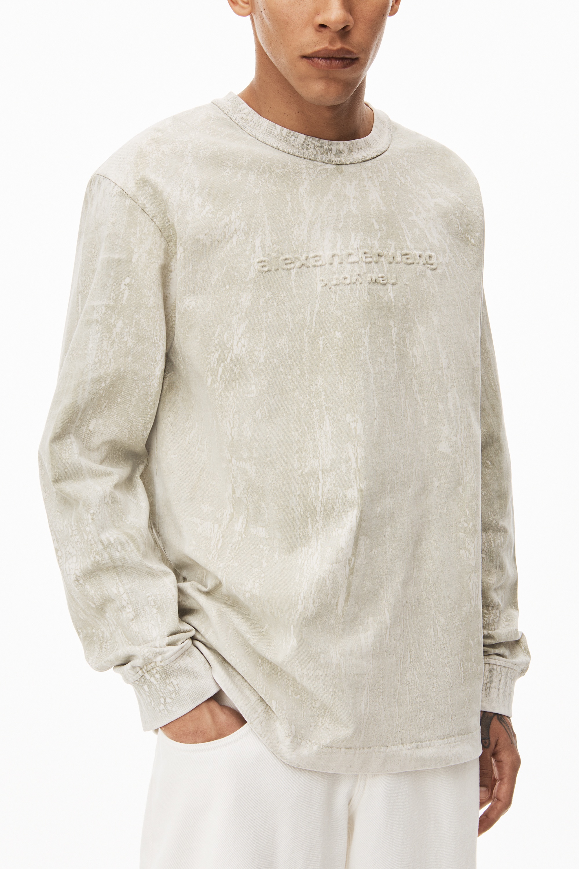 PLASTER DYED LONG SLEEVE IN COMPACT JERSEY - 3