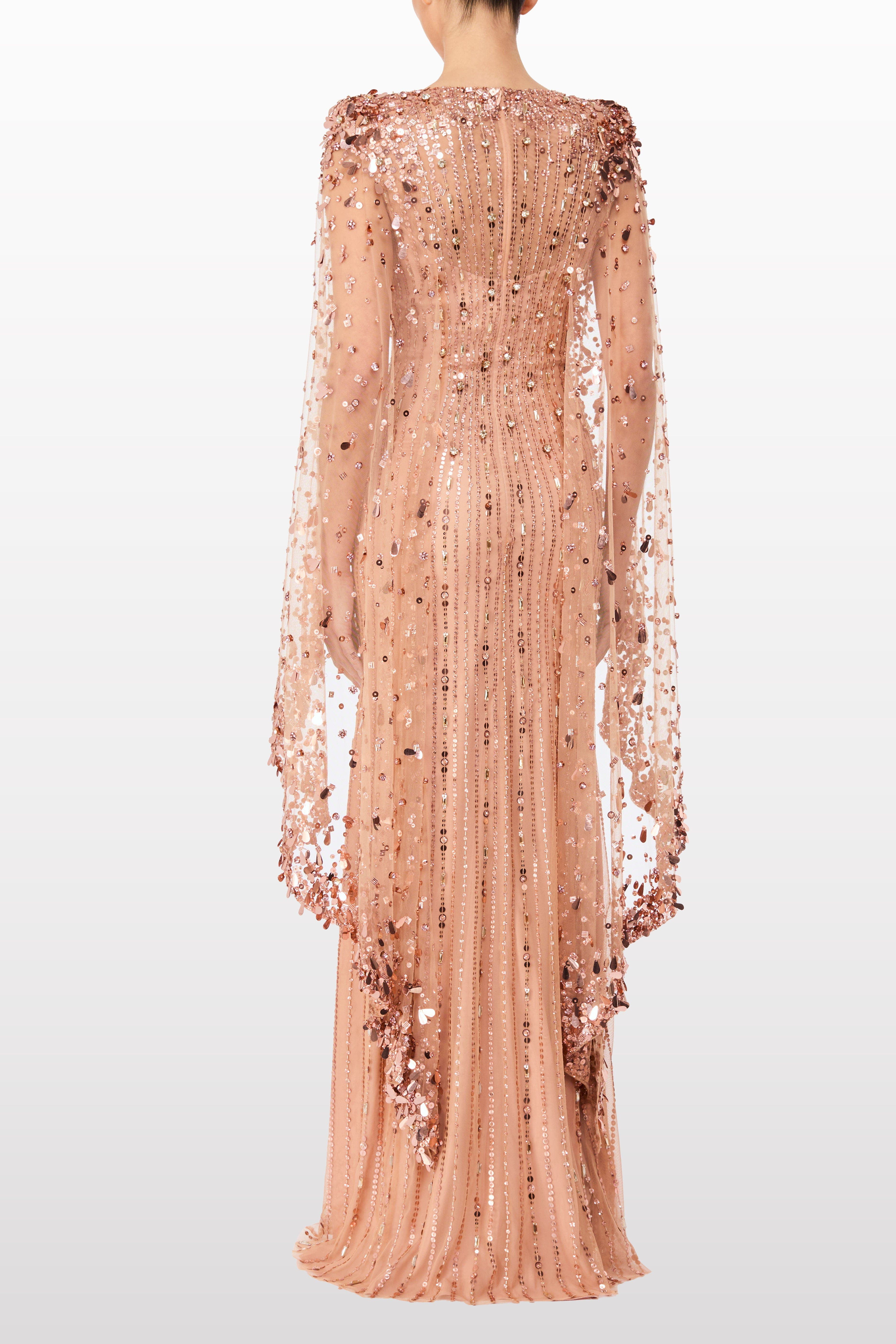 Jenny Packham Blaize embellished cape maxi dress in Sable at Nordstrom - 3