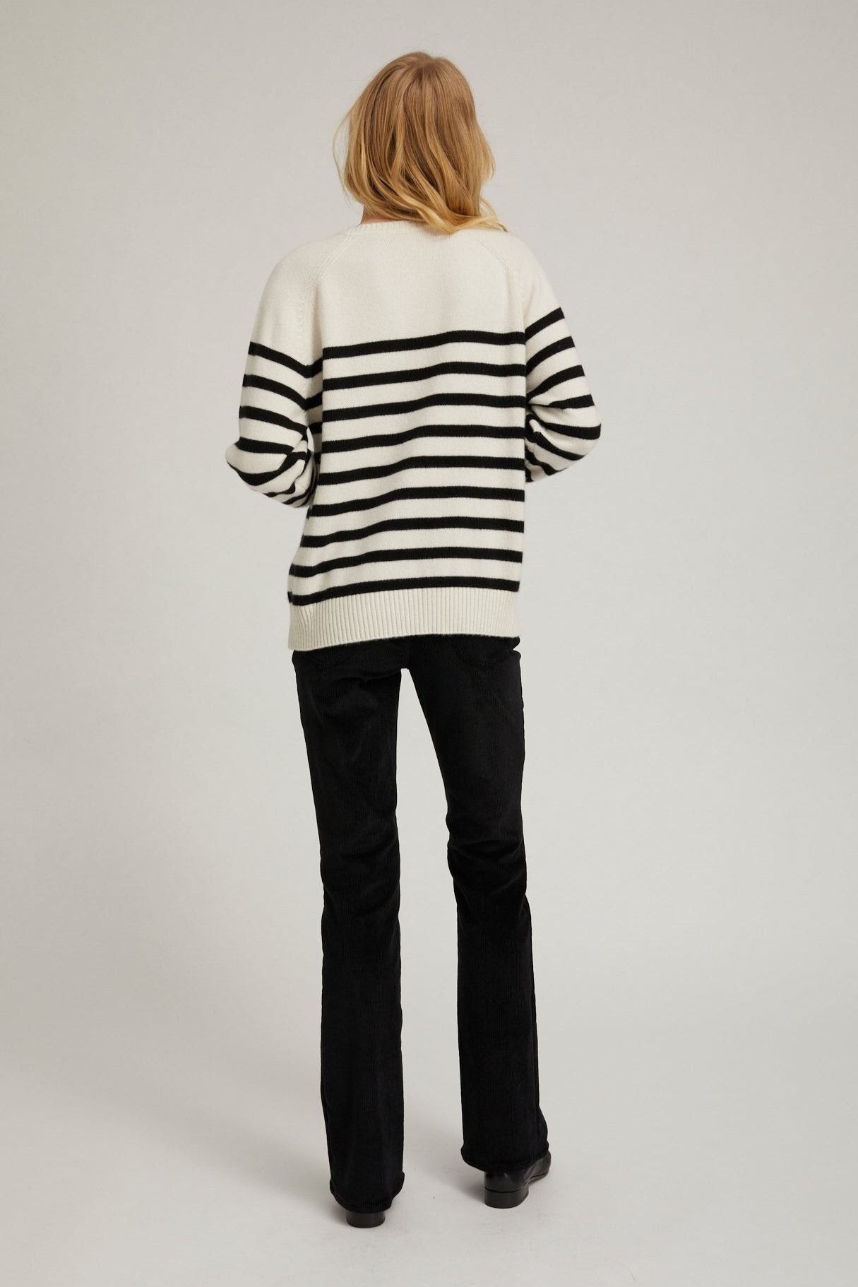 BLACK CORDUROY MICRO FLARE PANTS - 6