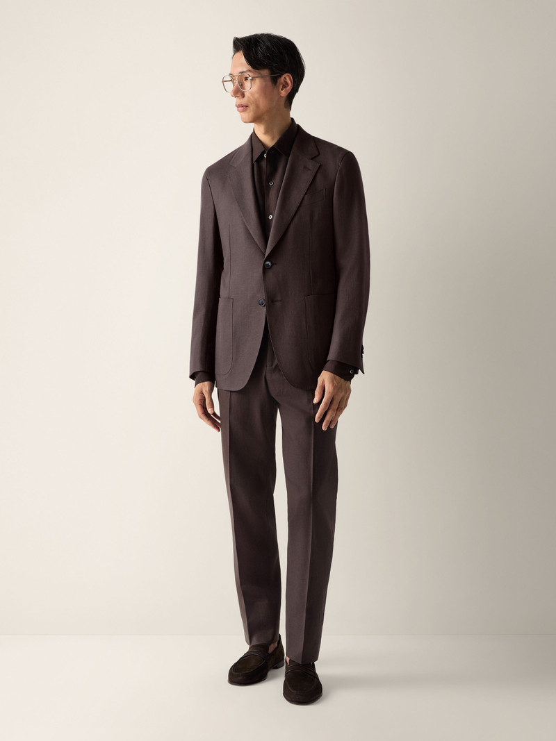 ZEGNA DARK BROWN OASI LINO JACKET outlook