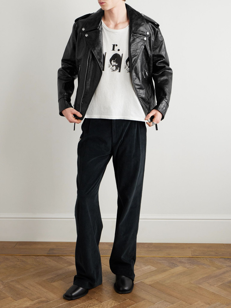 Enfants Riches Déprimés Distressed Leather Biker Jacket Black outlook
