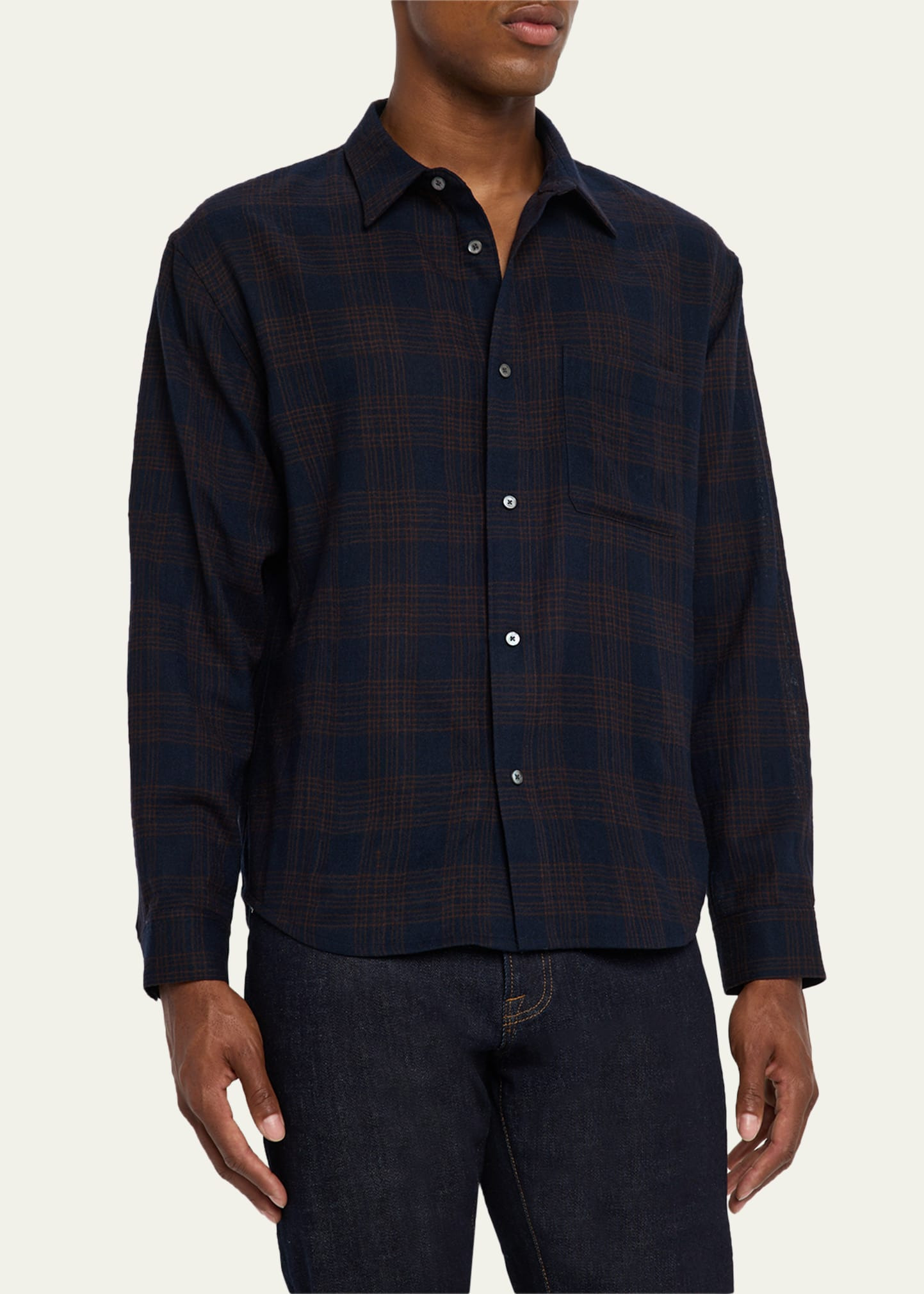 Men's Wool Plaid Button-Down Shirt - 4