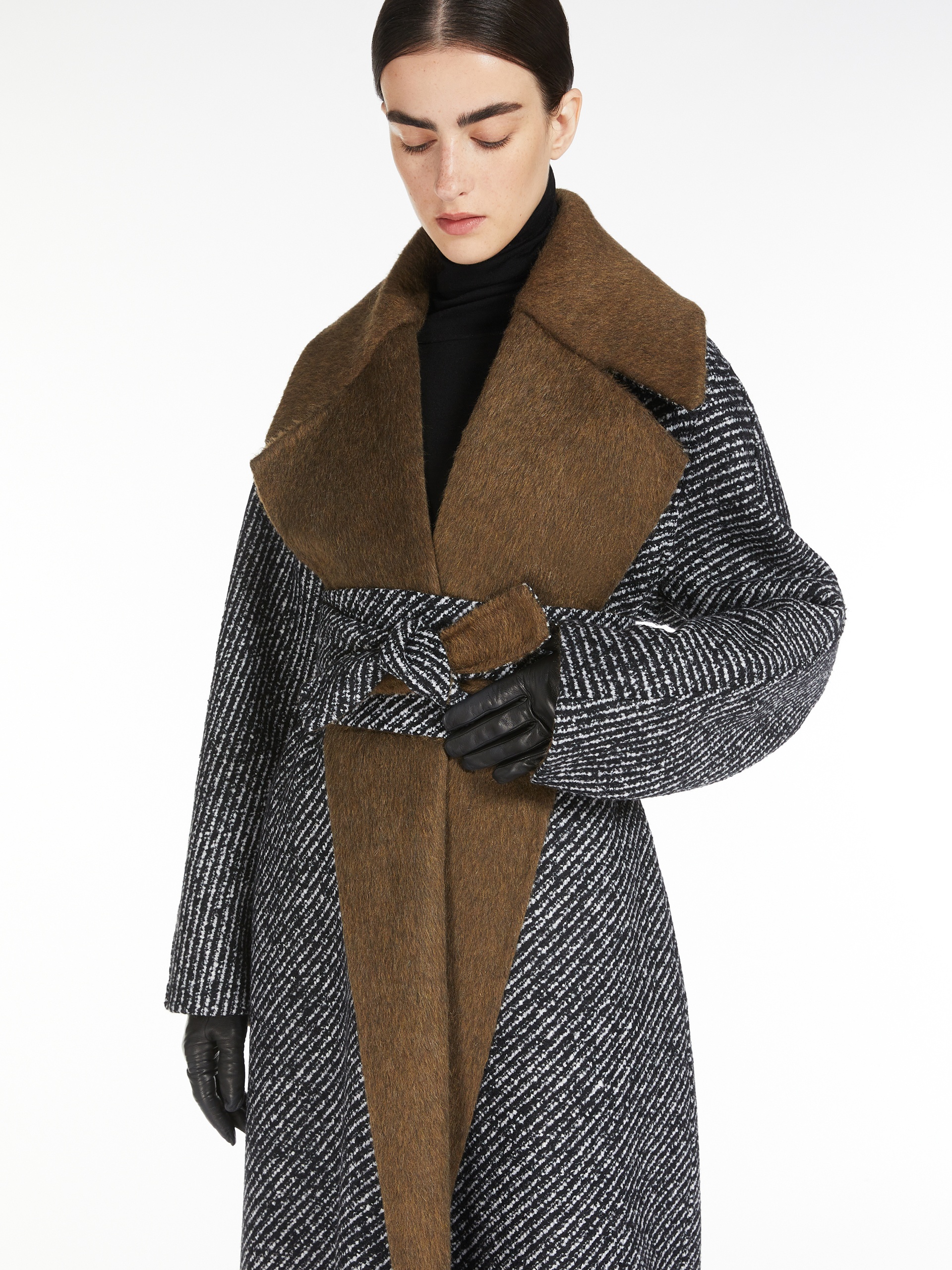 ALBINO Alpaca and wool tweed reversible coat - 2