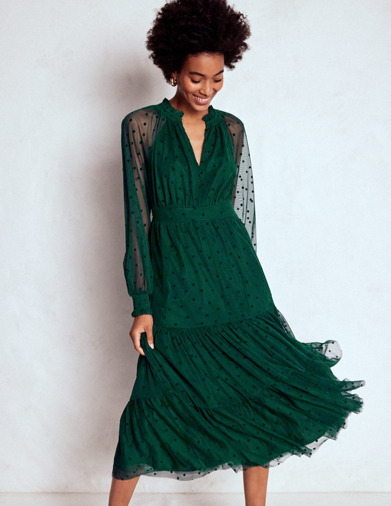 Lucille Tulle Midi Dress-Emerald Night 5