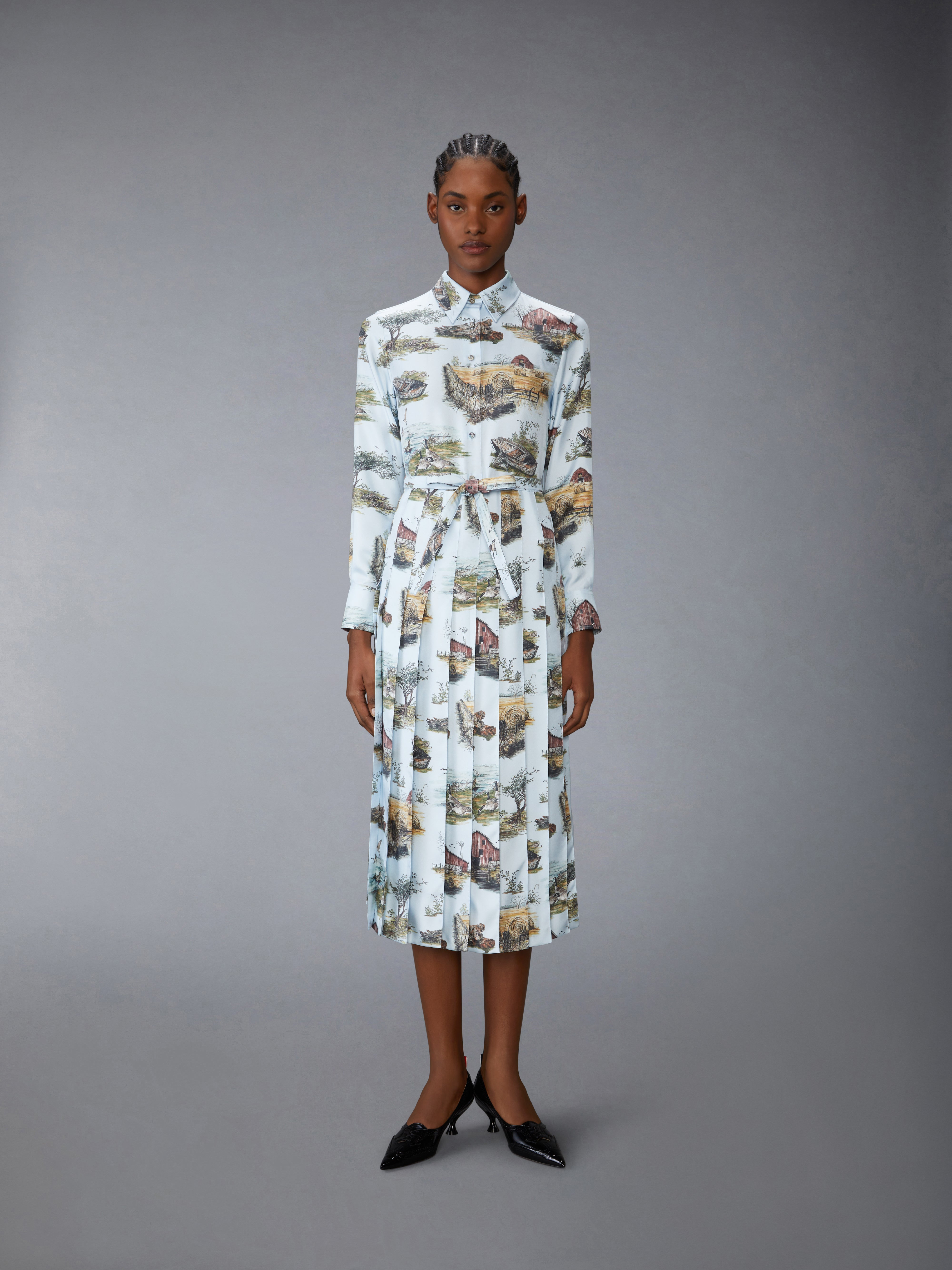 SCENIC TOILE SILK TWILL PLEATED SHIRTDRESS - 2