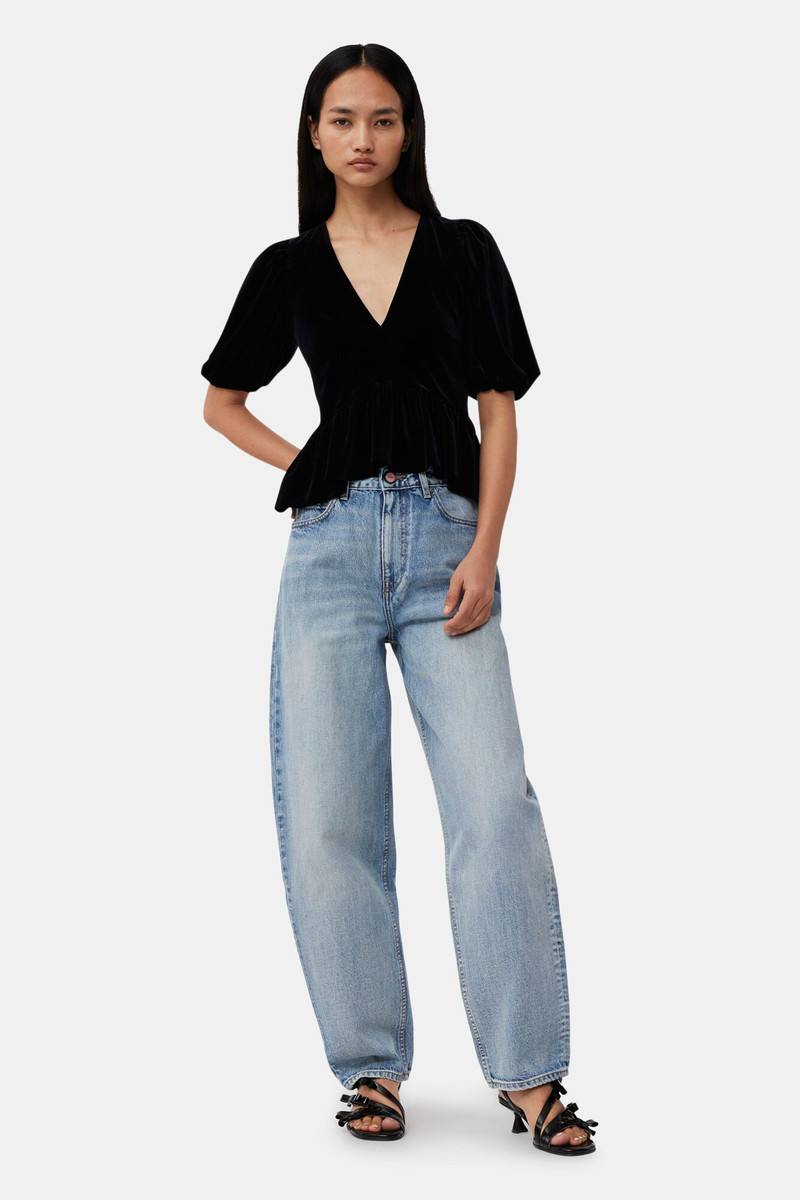 BLACK VELVET JERSEY V-NECK BLOUSE 3