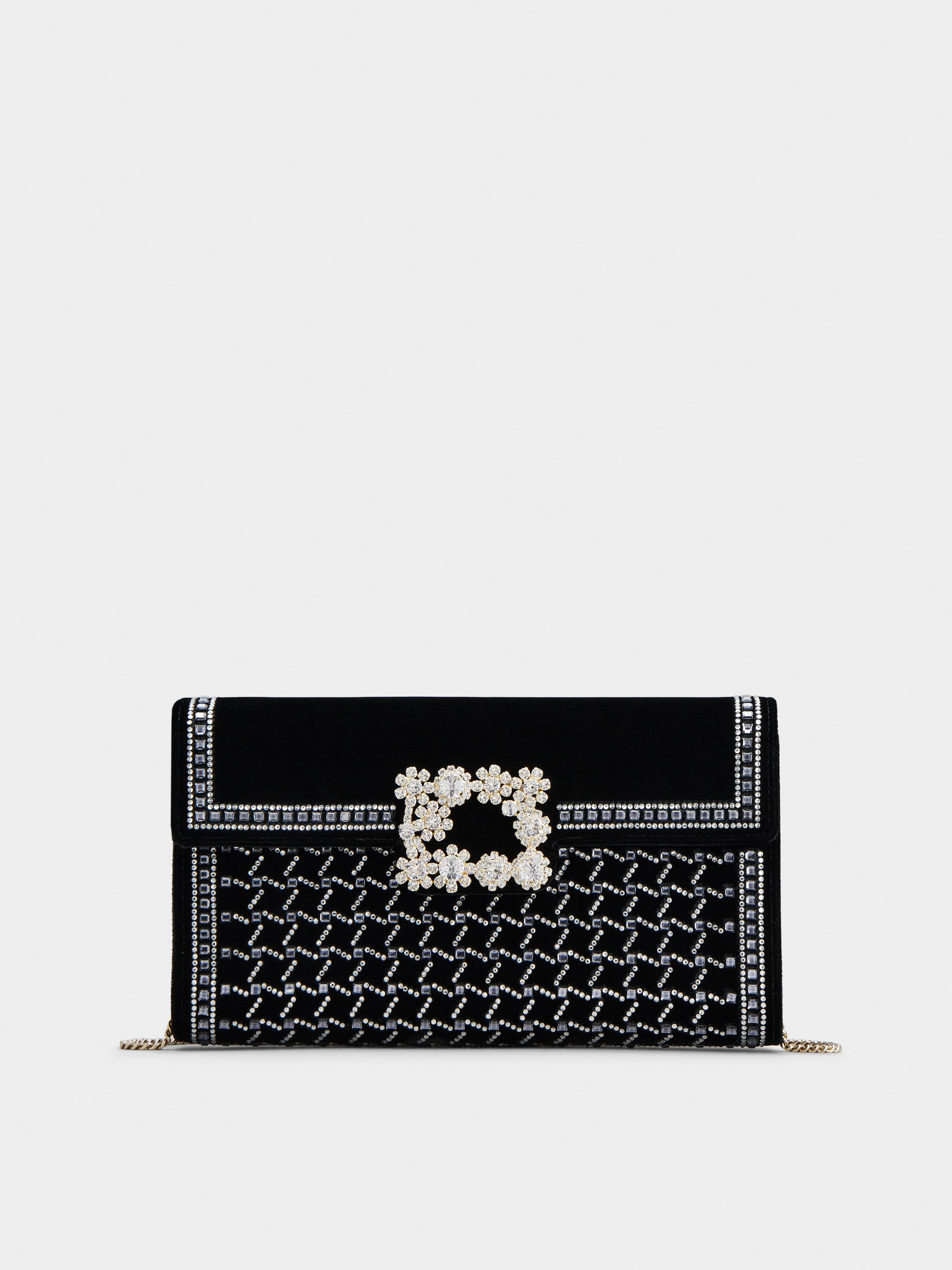 Hotfix Vichy Flower Strass Clutch Bag in Velvet - 1