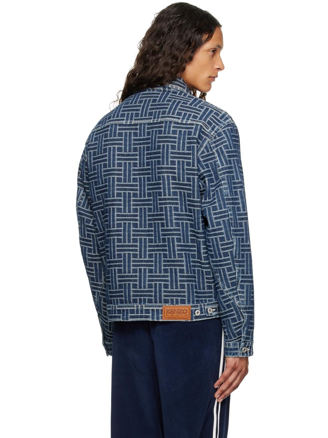 Blue Kenzo Paris 'Kenzo Weave' Denim Jacket - 3