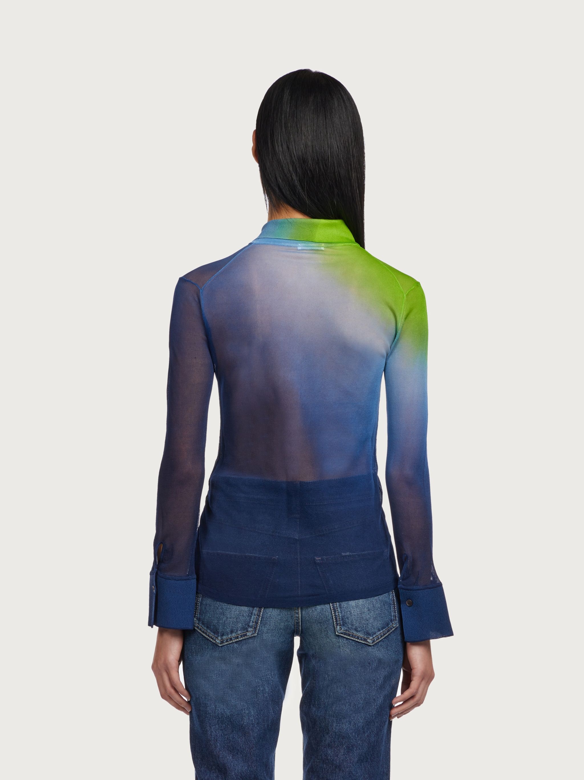 Silk jersey sunset print shirt - 3