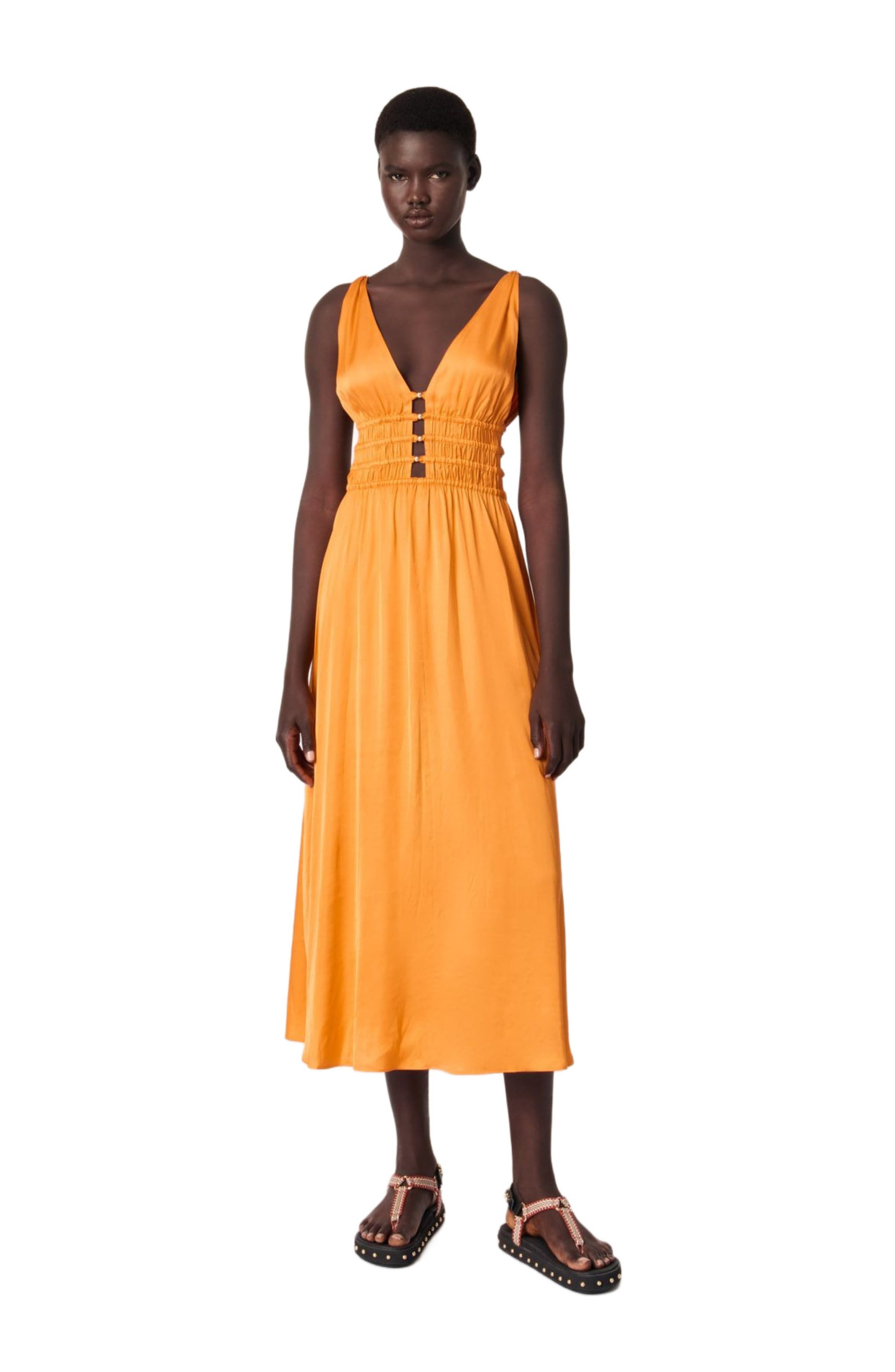 maje Satin-look maxi dress in Orange at Nordstrom - 3