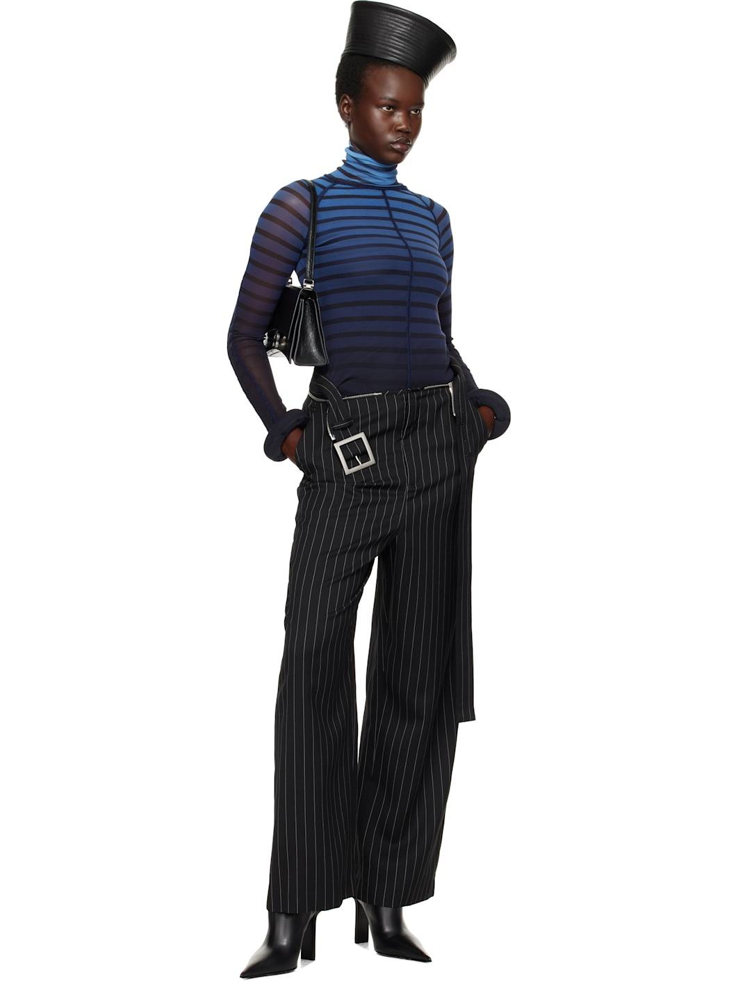 Blue 'The 3D Striped" Turtleneck - 5
