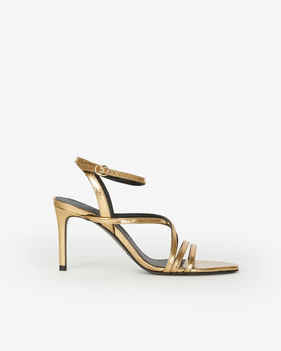GOLD LEATHER HEELED SANDALS - 1
