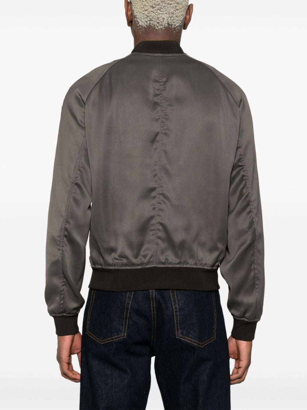 ribbed-trim twill bomber jacket - 4
