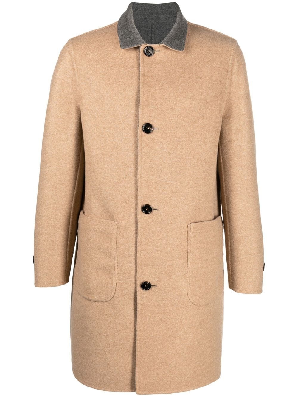 melange-effect cashmere coat - 1