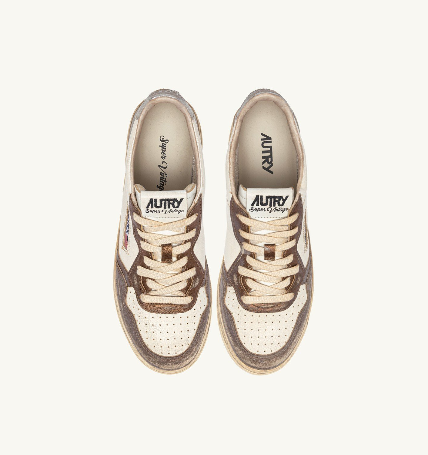 MEDALIST LOW SNEAKERS SUPER VINTAGE IN WHITE CHOCOLATE AND SILVER LEATHER - 5