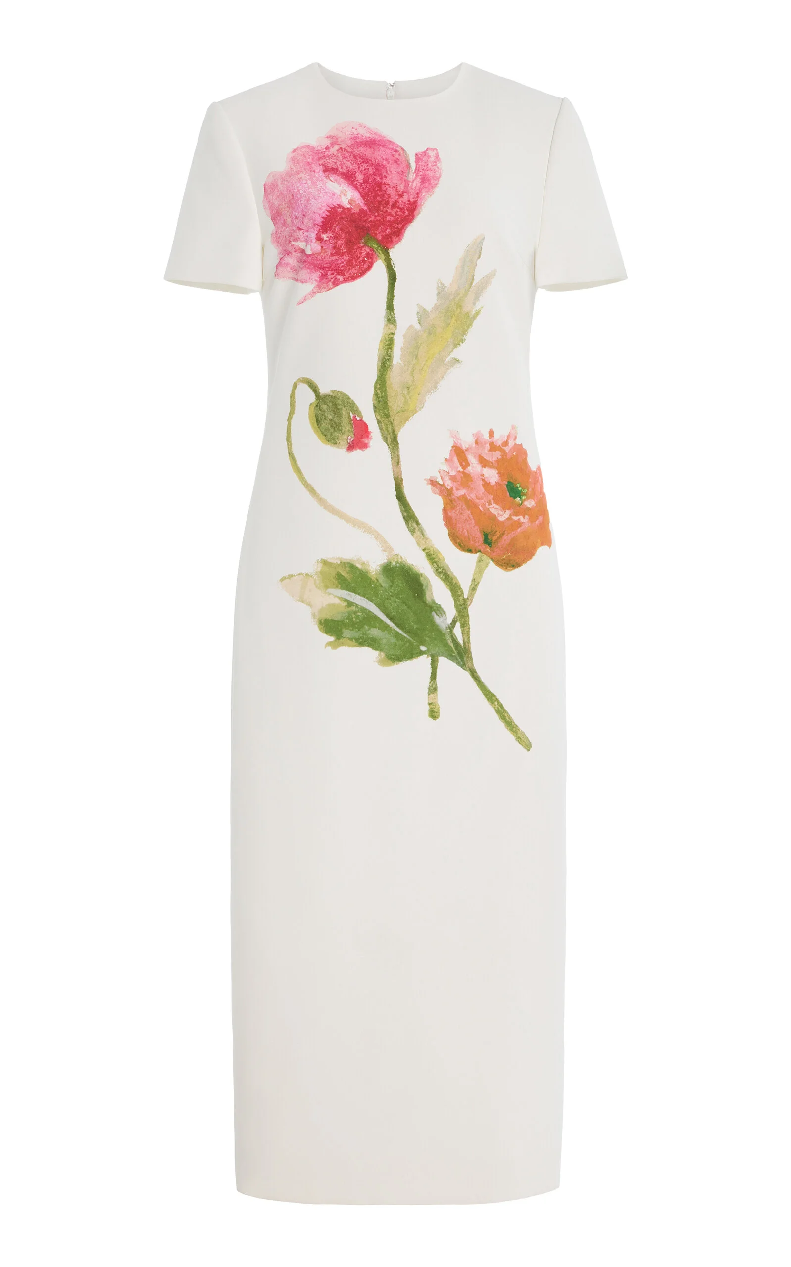 Printed Stretch-Crepe Dress white - 1