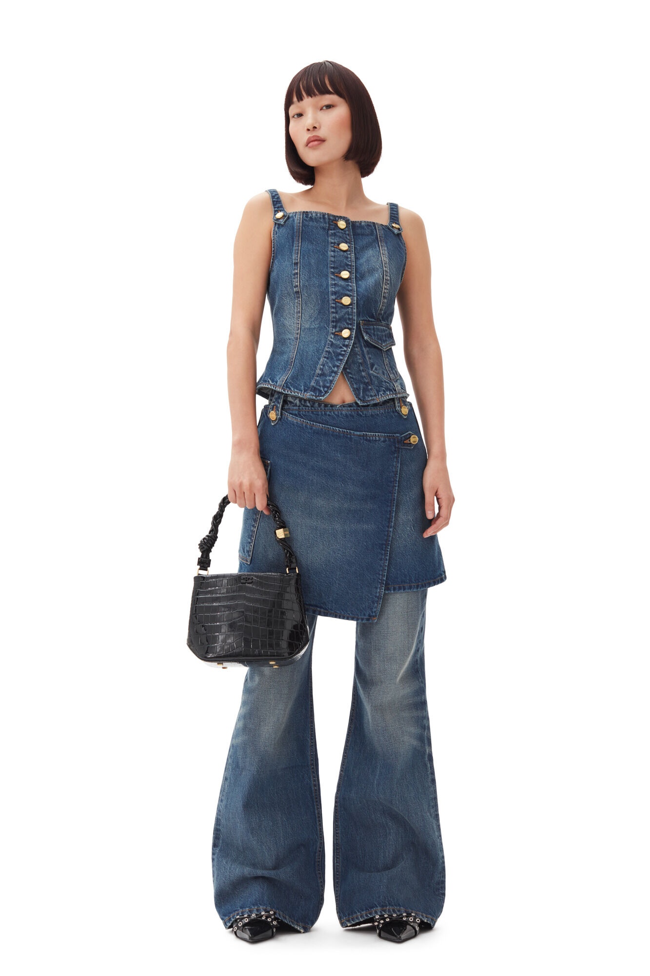 DARK BLUE HEAVY WASHED DENIM TOP - 3