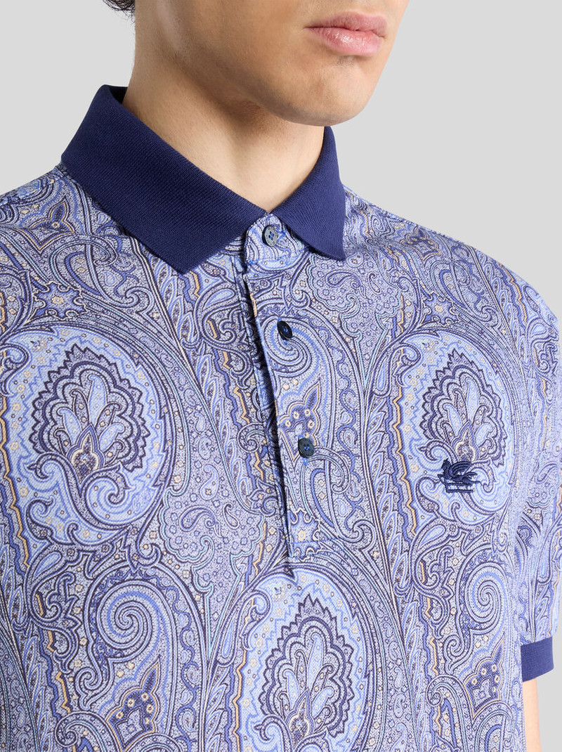 Etro COTTON PIQUE POLO SHIRT WITH ARNICA MOTIF outlook