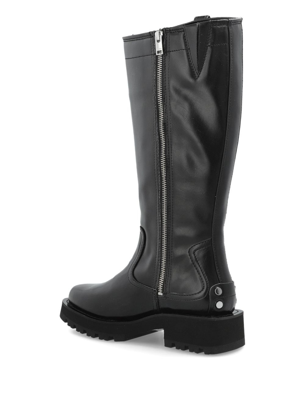 buckle-detail zipped knee-high boots - 3