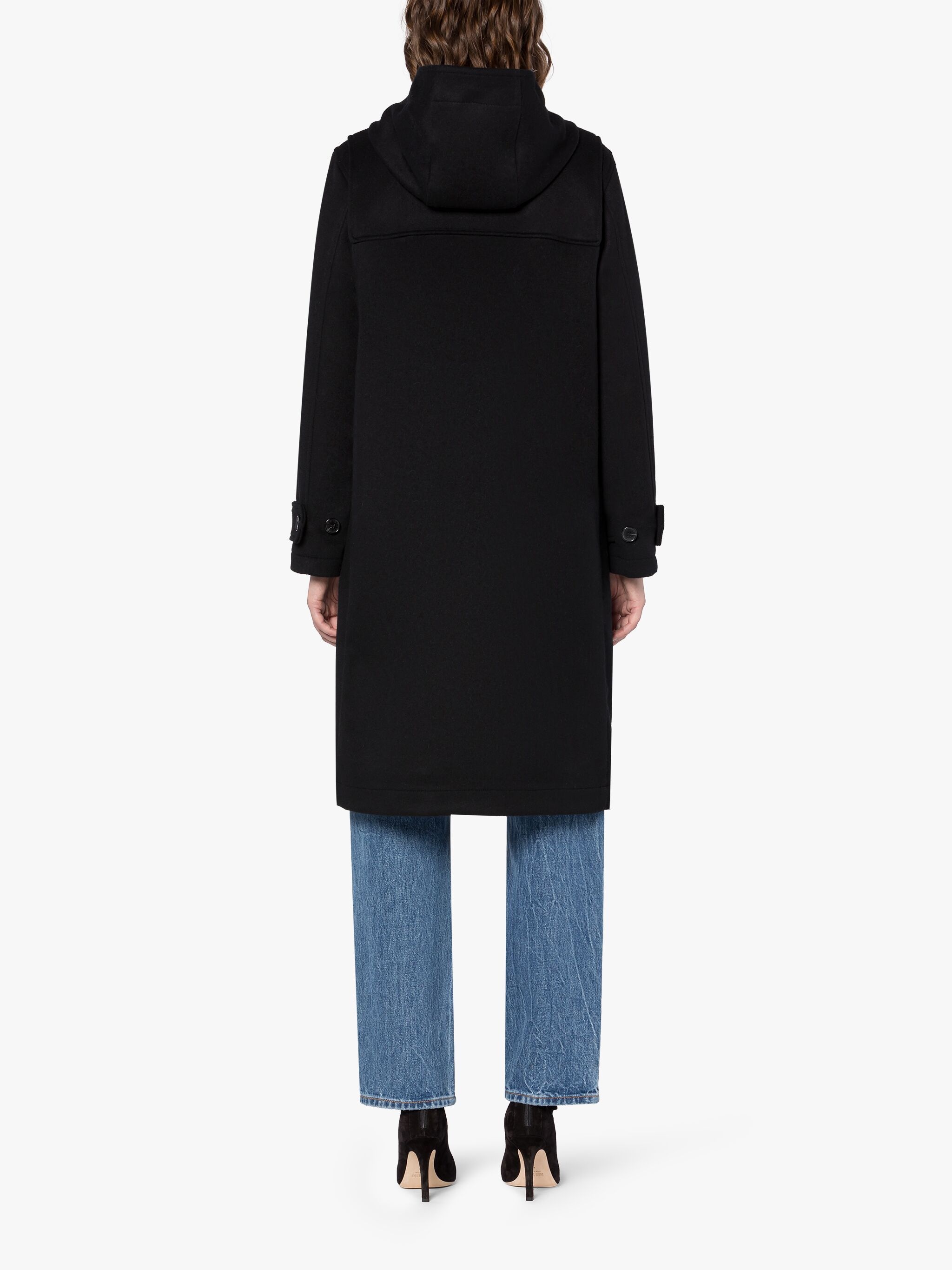 INVERALLAN BLACK WOOL DUFFLE COAT - 4