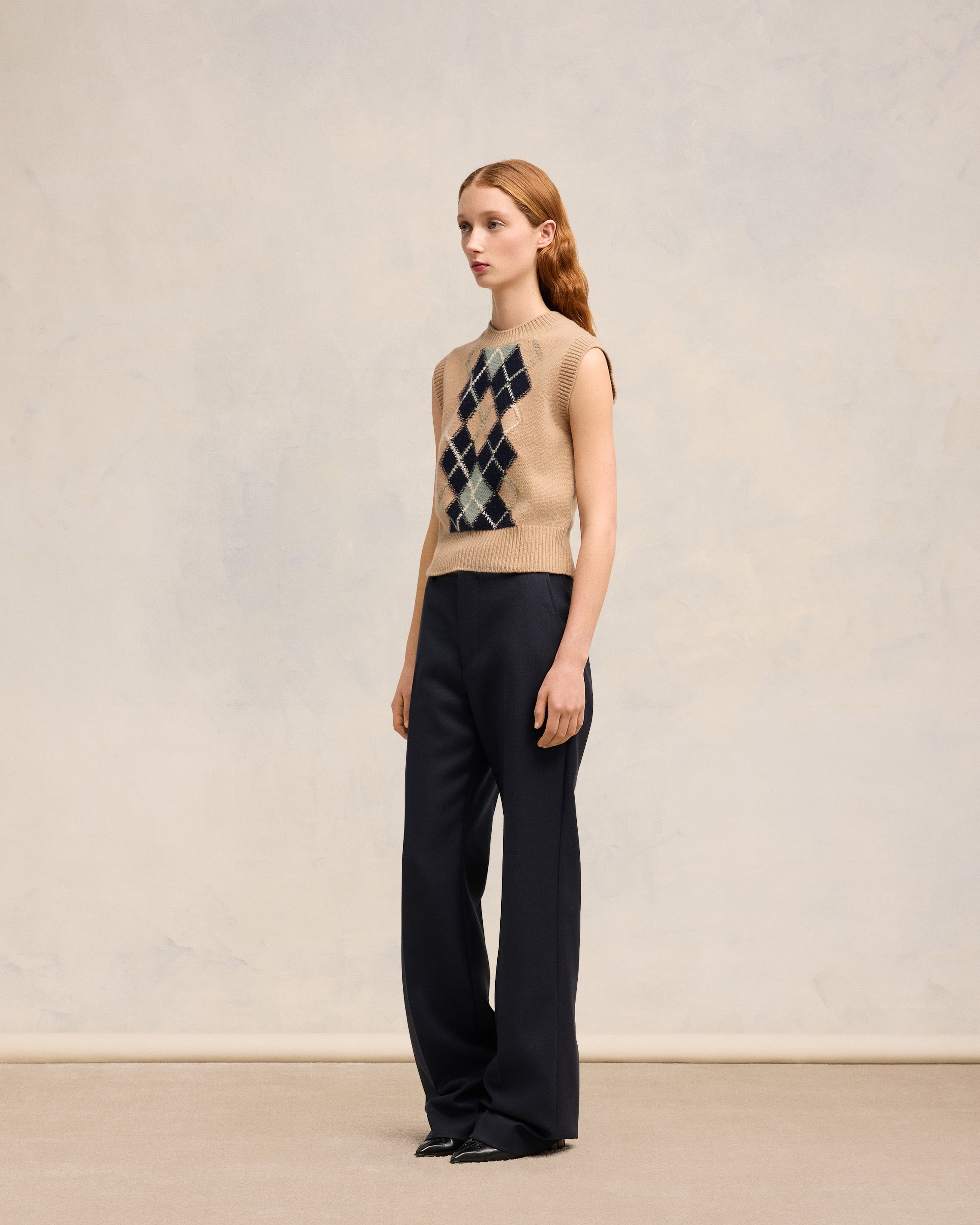 ARGYLE SLEEVELESS SWEATER - 6