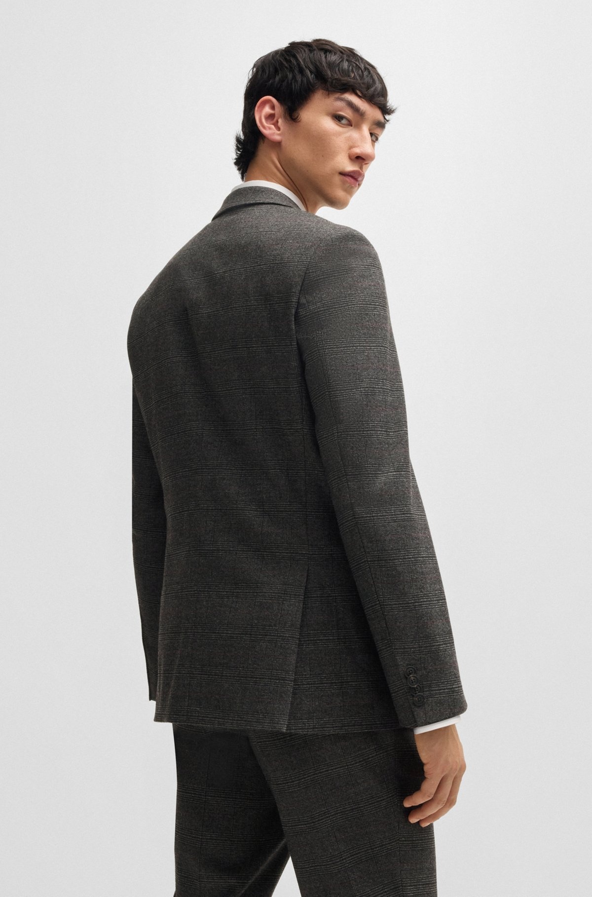THREE-PIECE SLIM-FIT SUIT IN CHECKED FLANNEL - 3