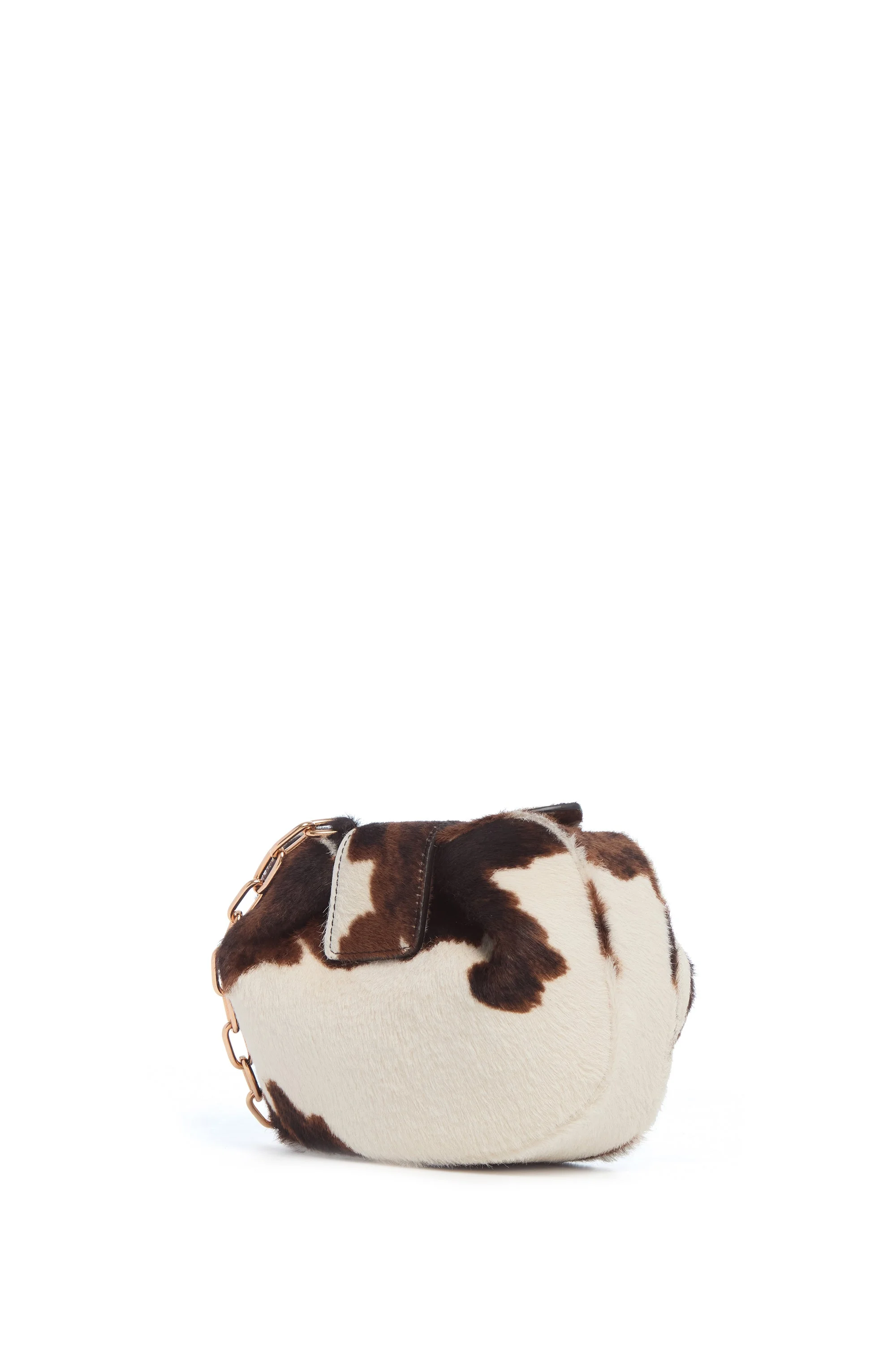 Soft Demi Clutch with Chain in Ivory Cognac Multi Pony Hair - 1