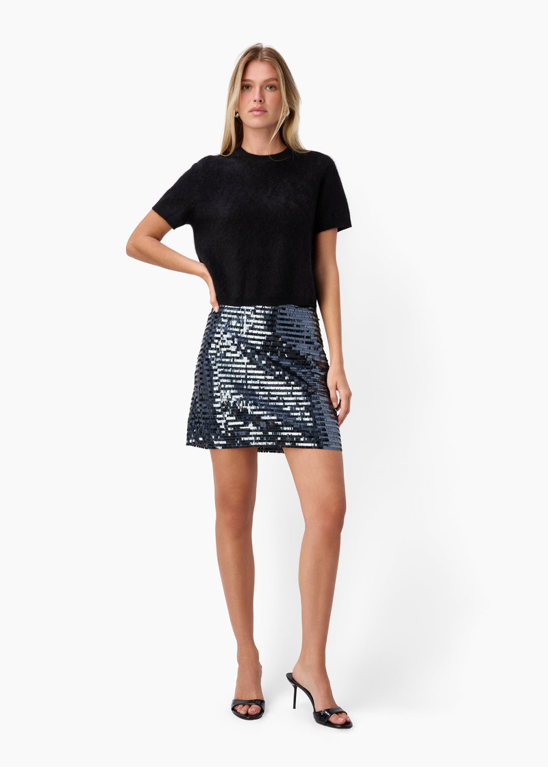 FAYRUZ MID RISE SEQUIN MINI SKIRT COAL 3