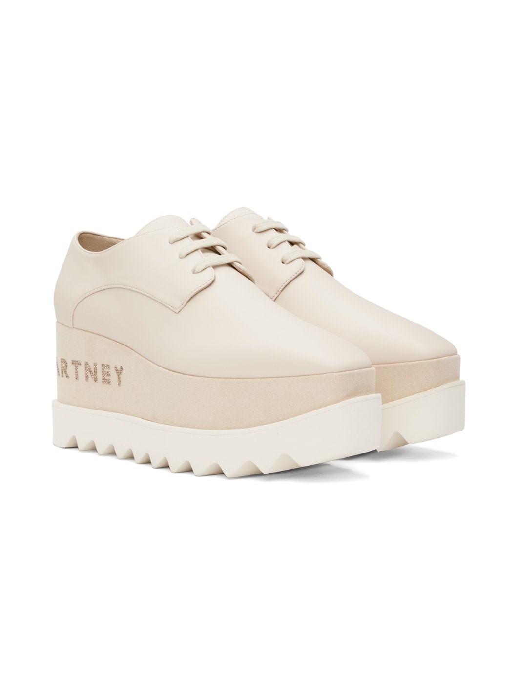Beige Elyse Logo Platforms Derbys - 4