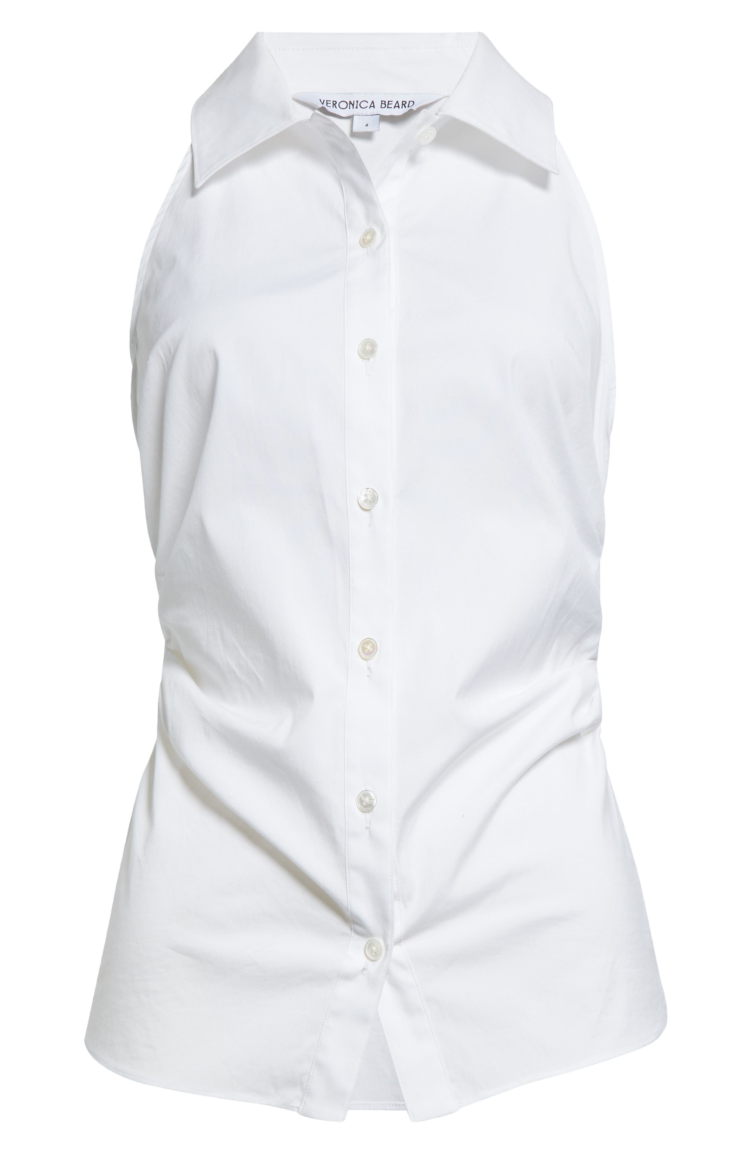 Veronica Beard Regina Sleeveless Shirt in White at Nordstrom - 6