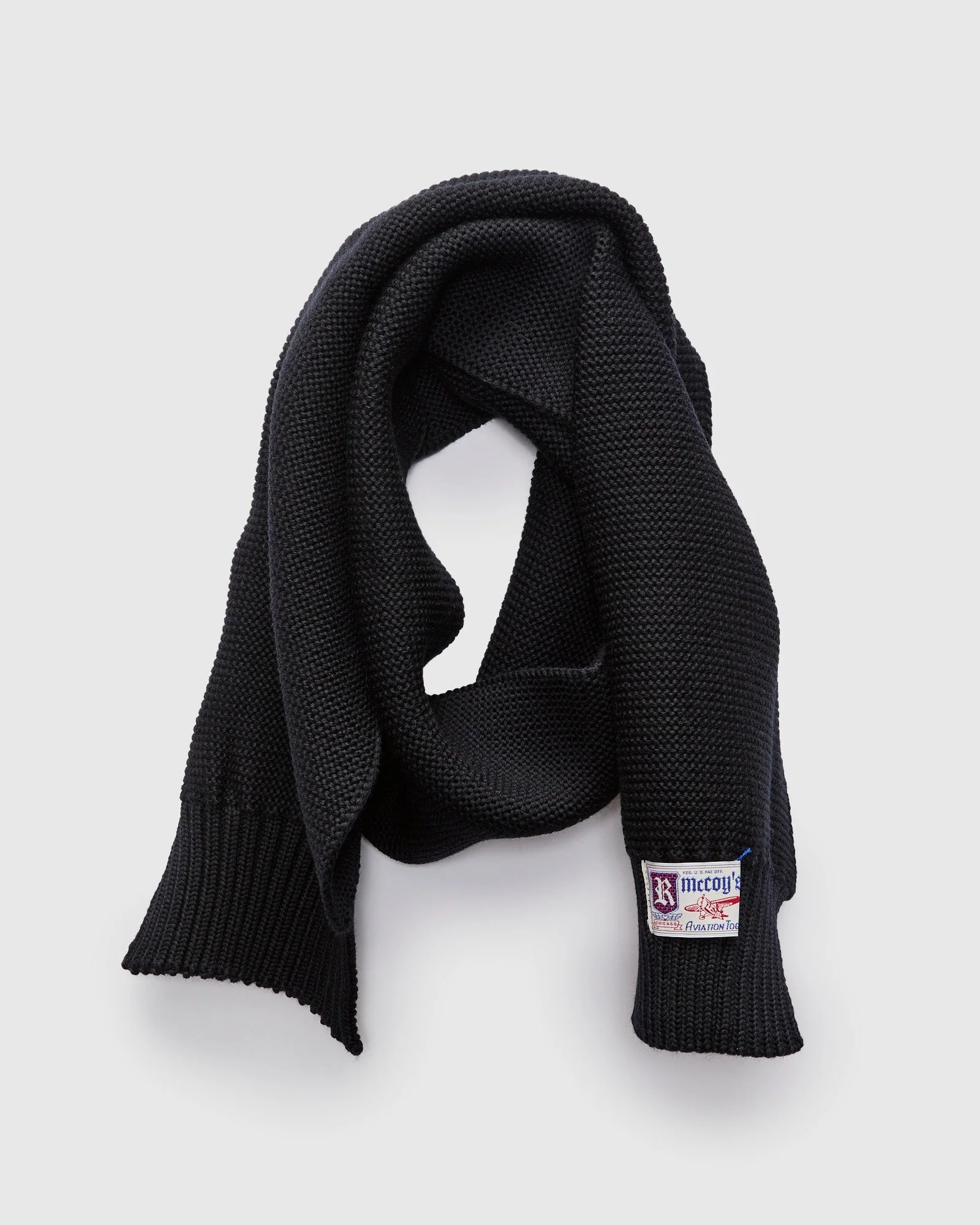 Wool Knit Scarf in Navy - 1