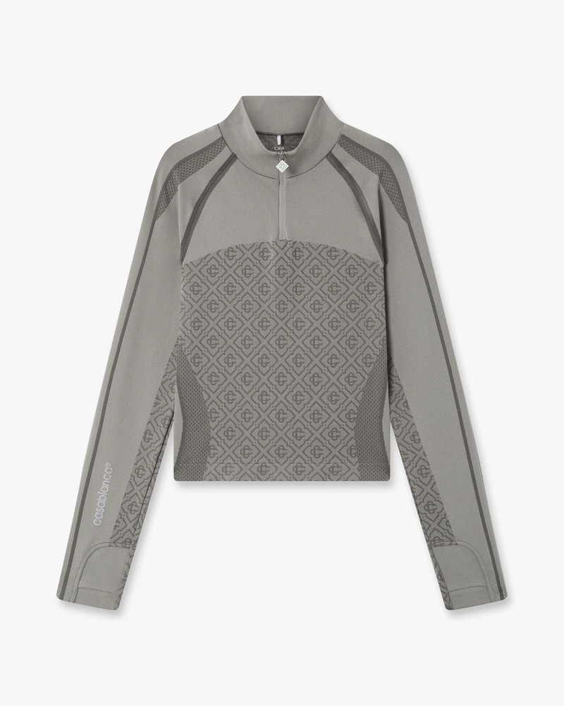 Light Grey Seamless Monogram Long Sleeve Top 1