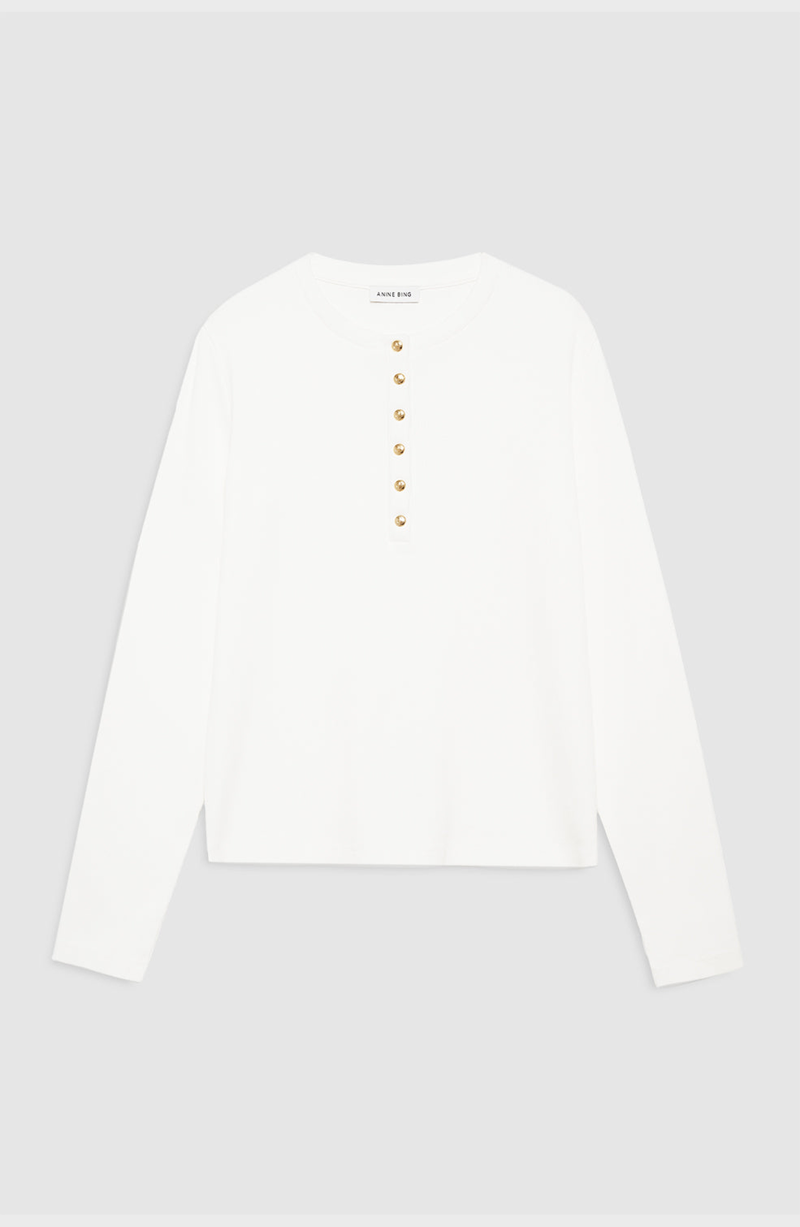 ANINE BING Alessia Long Sleeve Tee in Ivory at Nordstrom - 4