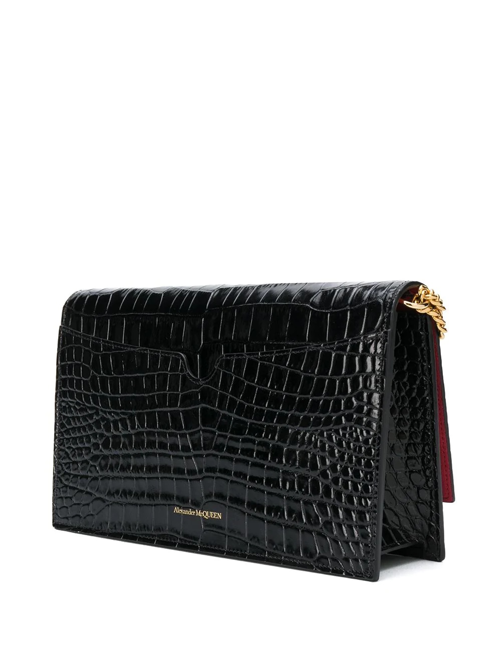 skull motif crocodile effect shoulder bag - 3