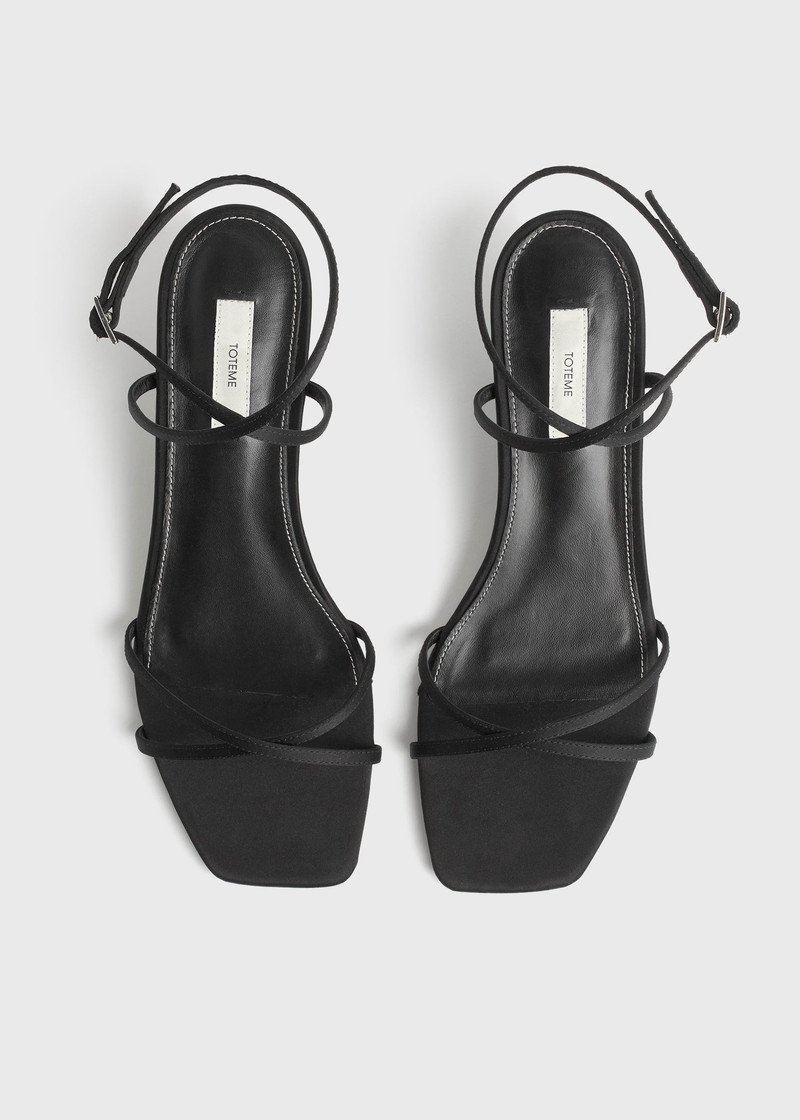 Satin crossover sandals black 4