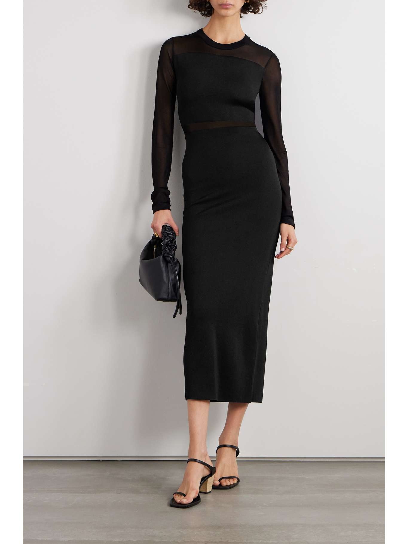 Totême Semi-sheer knitted cocktail dress black