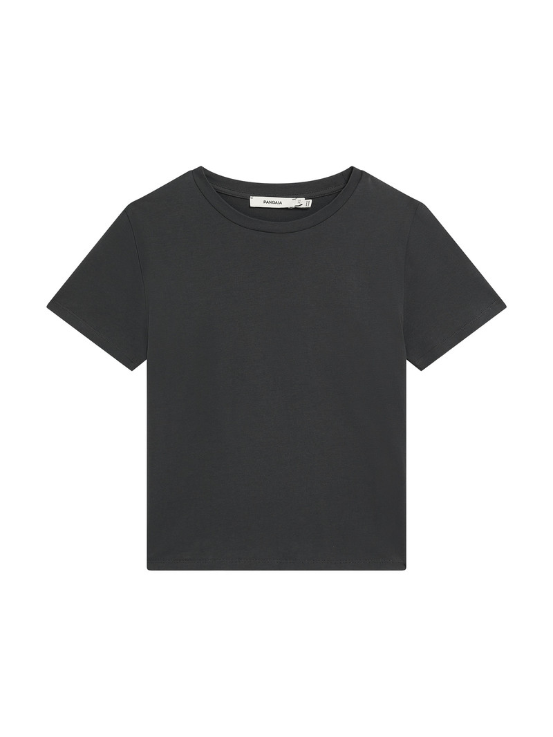 Womens Cotton-Stretch Slim T-Shirt - Smoked Black 1