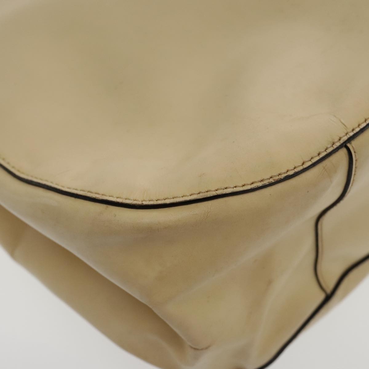 CELINE Tote Bag Leather Beige Gold - 14