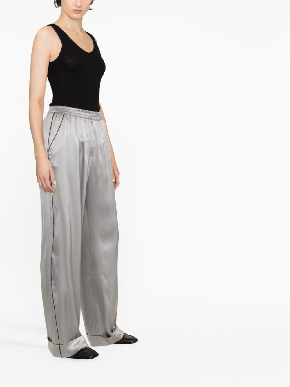 high-waist silk trousers - 4