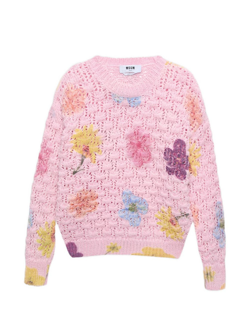 floral-embellishment sweater 1