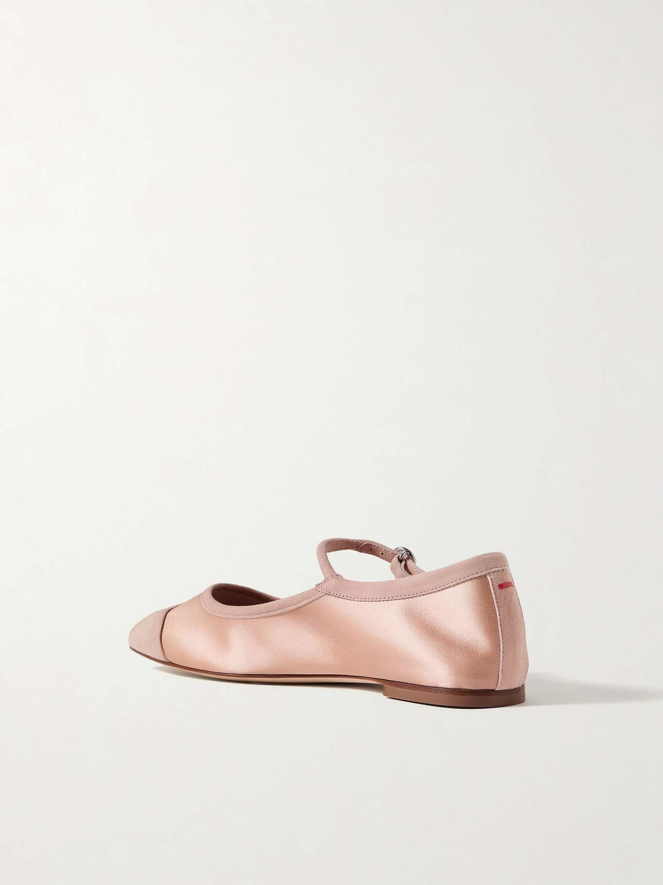 Uma satin and suede Mary Jane flats Peach - 3